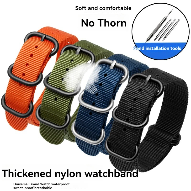 Tactical Green Black Nylon Military Strap - Waterproof Replacement Band