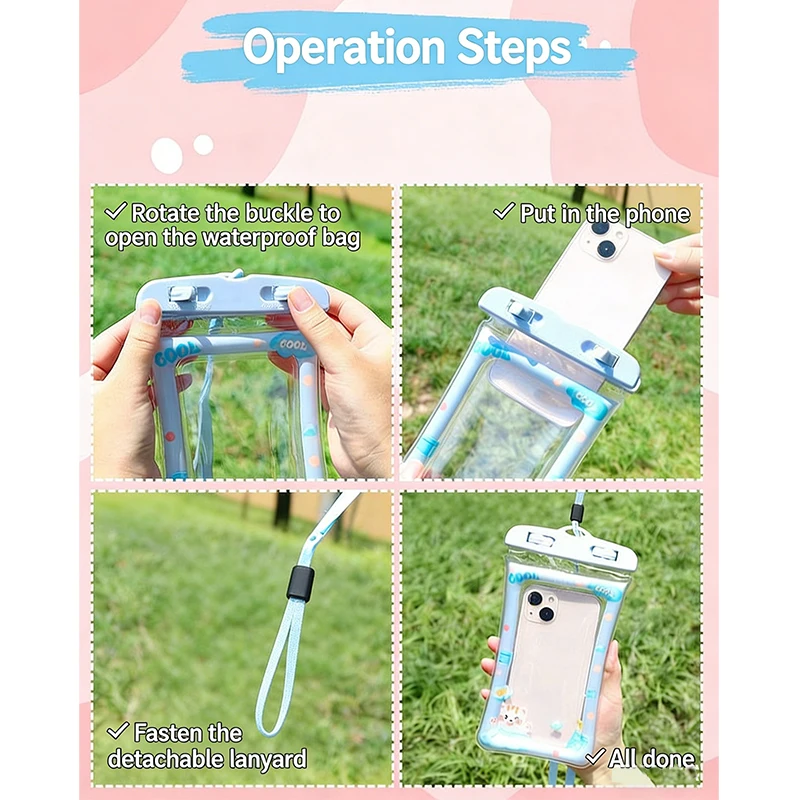 Premium Cartoon Waterproof Phone Case with Touchscreen and Airbag Neck Protector