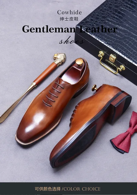 Men's Handmade Genuine Leather Oxford Shoes Laser Carved
