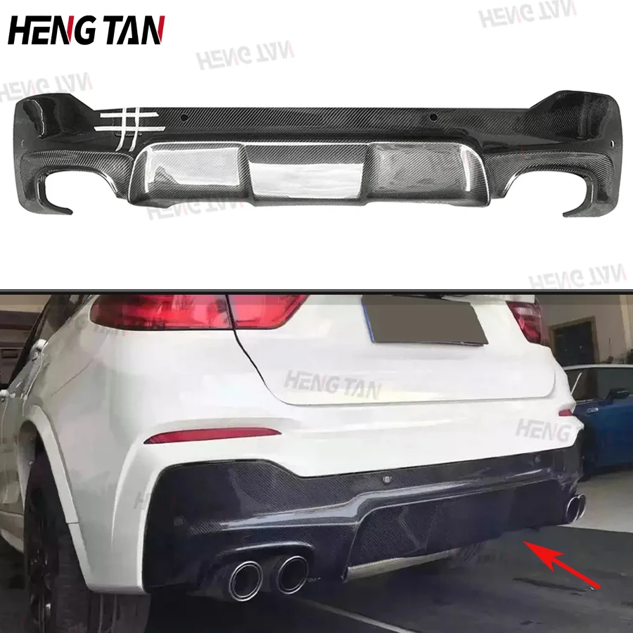 

For BMW X4 Series F26 2014-2018 Carbon Fiber High Quality With lights Car Rear Bumper Diffuser Lip Spoiler parts Body Kit