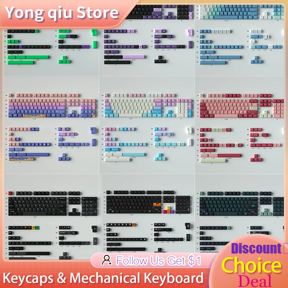 Gmk Clones Teclado Mecânico Mecha01 Eva Pbt Personalizado Dye-sub Keycap Perfil Cherry Keycaps Inglês para mx Switch