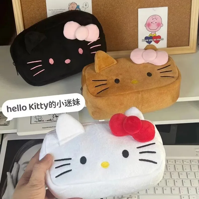 

Sanrio Pencil Case Anime Hello Kitty Kawaii Plush Pen Bag Student Large Capacity Stationery Bag Cute Girls Storage Bags Gift