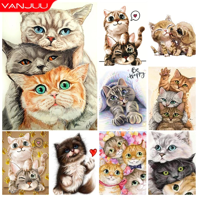 3d Diamond Embroidery Cute Cats Icon Diamond Painting Cross Stitch Animals  Stickers Diamond Mosaic Kits Rhinestone Pattern - AliExpress