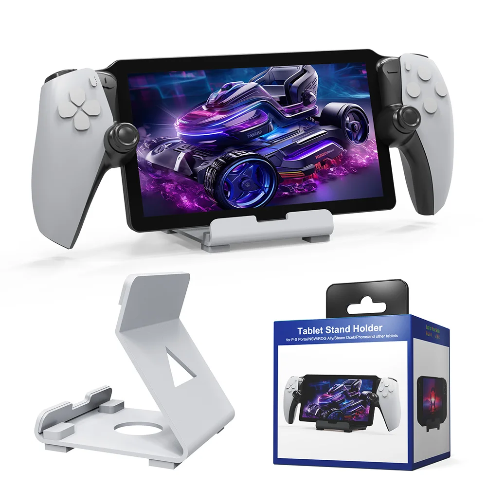 Supporto per console di gioco portatile da tavolo Risparmia spazio Supporto per tablet con cuscinetto in silicone antiscivolo per PS5 Portal Steam Deck ROG Switch - immagine 5