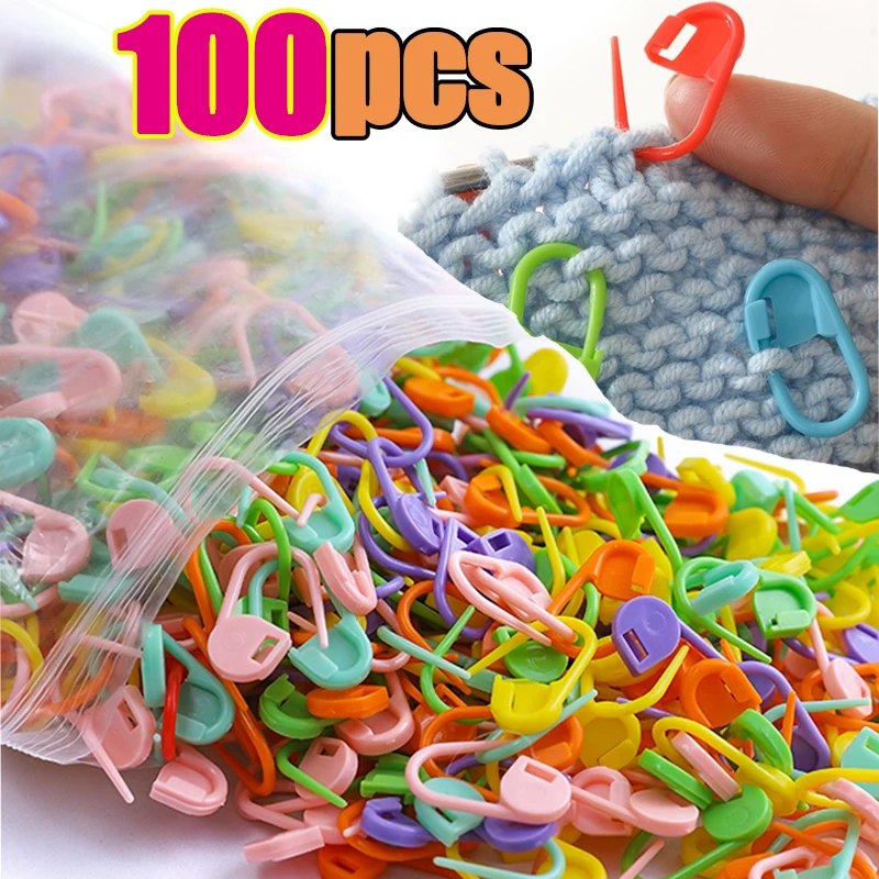 

50-100pcs Plastic Resin Small Clip Locking Stitch Markers Crochet Latch Knitting Tools Needle Clip Hook Sewing Tool Mixed Color