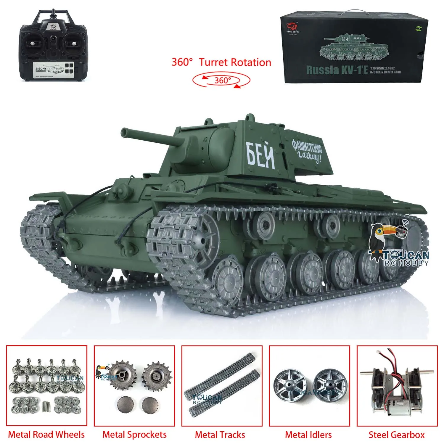 HENG LONG 1/16 7.0 Customized Soviet KV-1 RTR RC Tank 3878 Metal Tracks Wheels Bearings Spring Steel Gearbox Army Toys TH17467 2