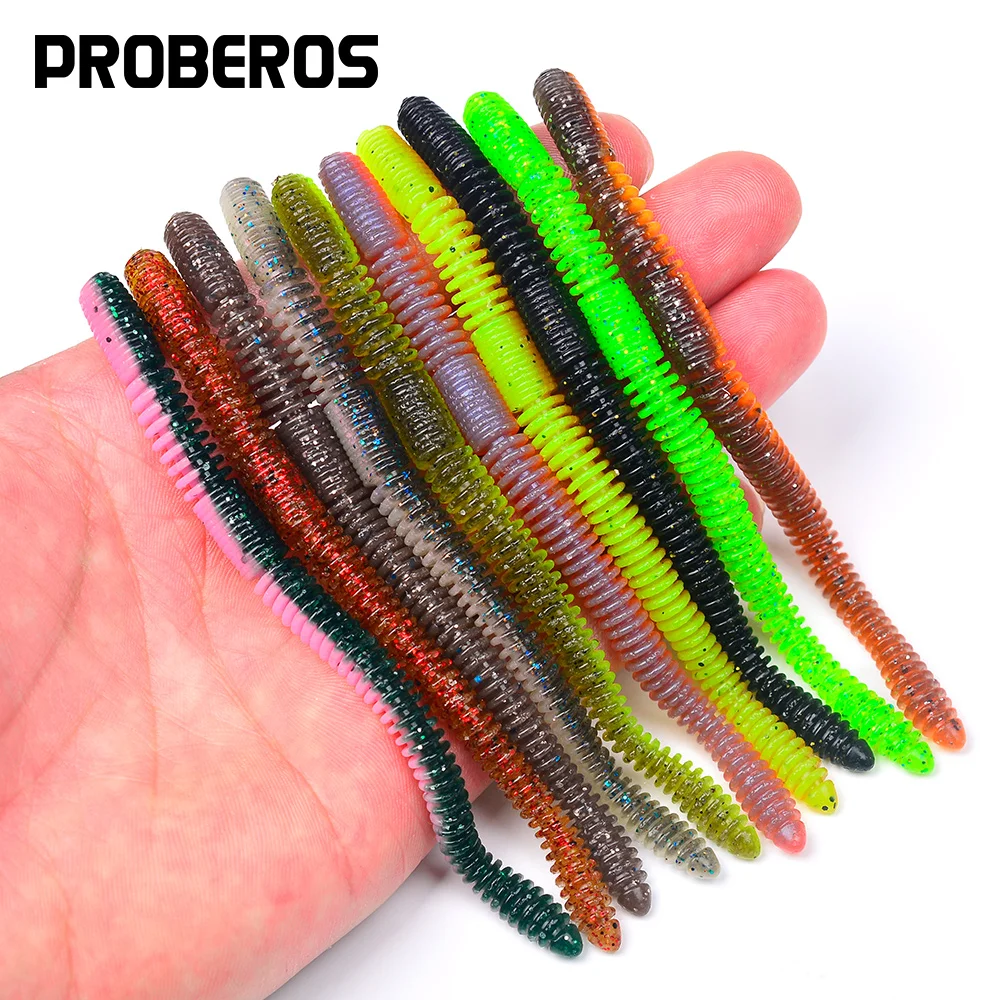 PROBEROS 20 stücke 12 cm Angeln Locken Weicher Köder Wurm Shad Silikon Köder Larve Wobbler Hecht Bass Swimbait Künstliche leurre Souple