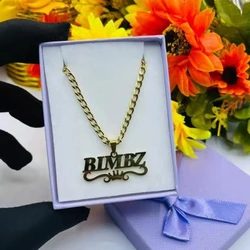 Custom Cuban Chain Crown Name Necklace Men Women Jewelry Personalized Gold Color Nameplate Pendant Necklace Friends Gifts