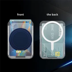 Enhanced Magnetic Card Holder Wallet with 360° Rotating Finger Ring Stand (Dark Blue)