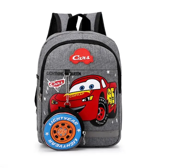 Disney Kids Car Backpack – Cartoon Plush School Bag for Boys and Girls gray