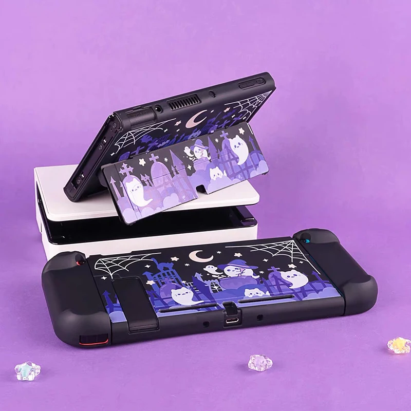 고스트 디자인 스위치 OLED 보호 쉘 조이콘 컨트롤러 분할 하드 커버 보호 케이스, 닌텐도 스위치 액세서리용