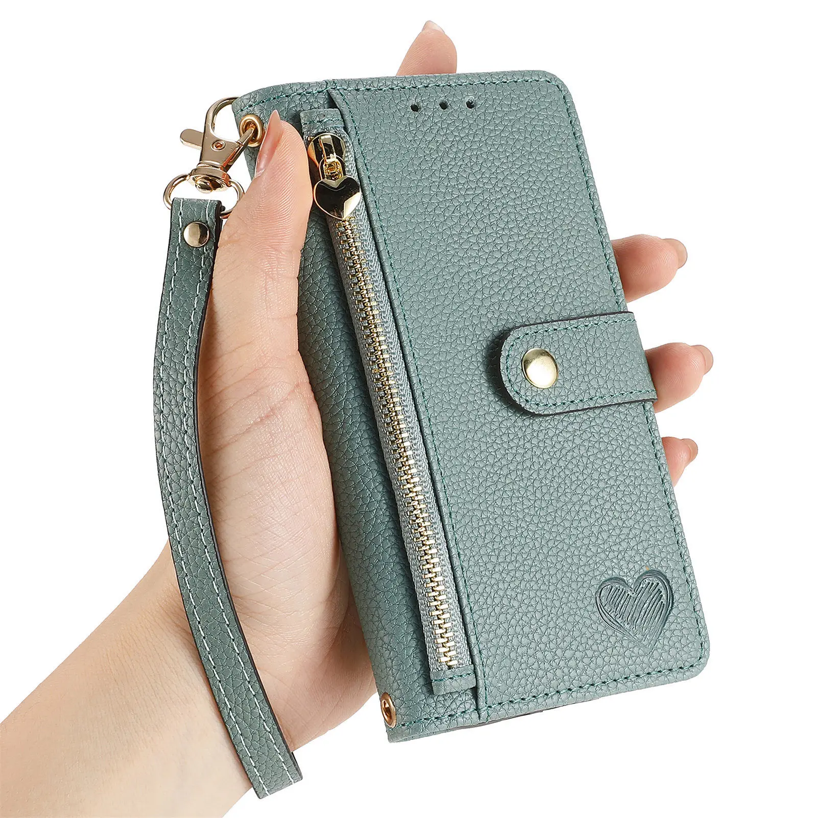 Versatile Kickstand Crossbody Wallet Case with Lanyard and Wrist Strap Featuring Card Holder Protection