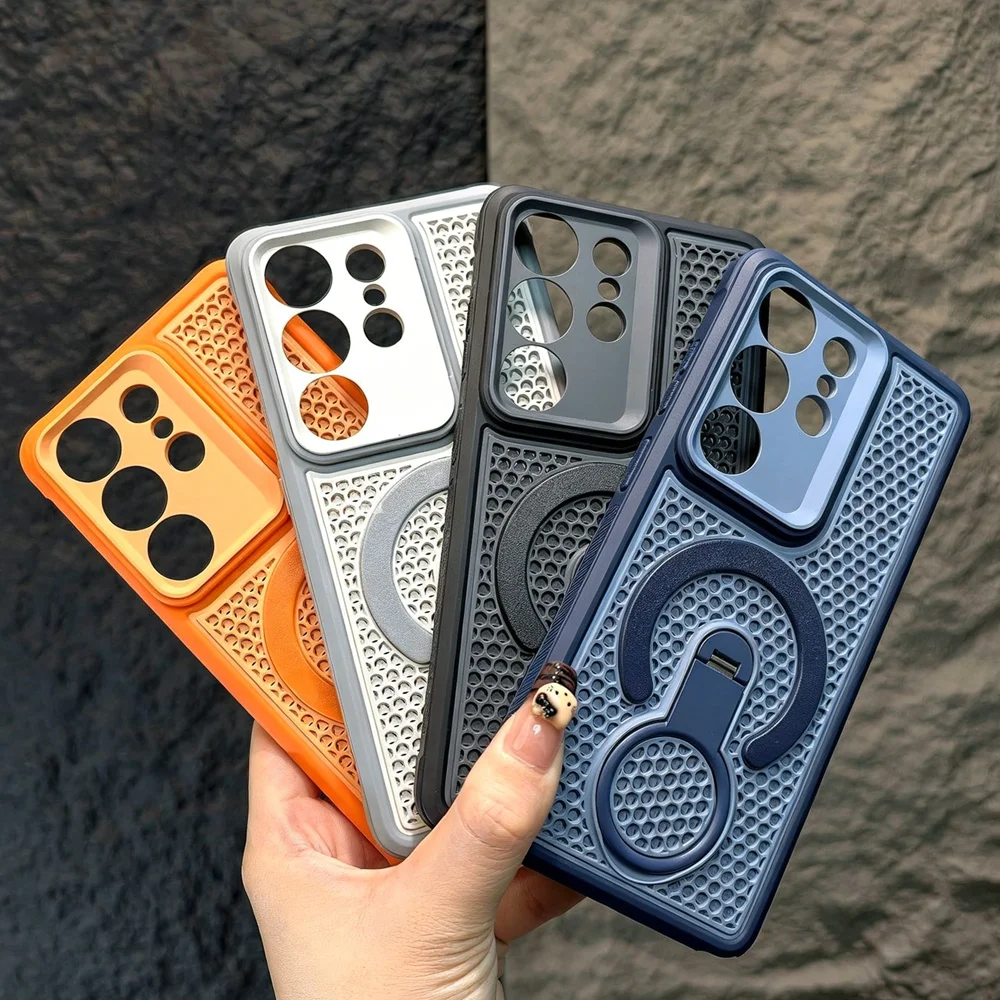 Summer Heat Dissipate Rotatable Bracket Case with Hollow Cooling Anti-Slip Cover