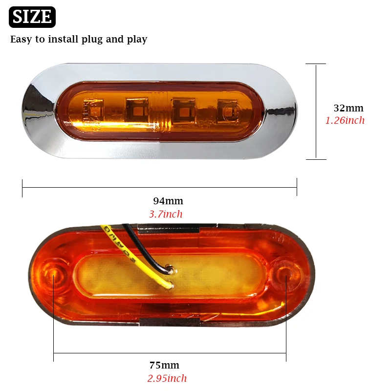 12V 24V Truck LED Side Marker Indicator Lights Front Rear Tail Clearance Lamp Universial Lights for volvo fh Trailer Lorry Boat