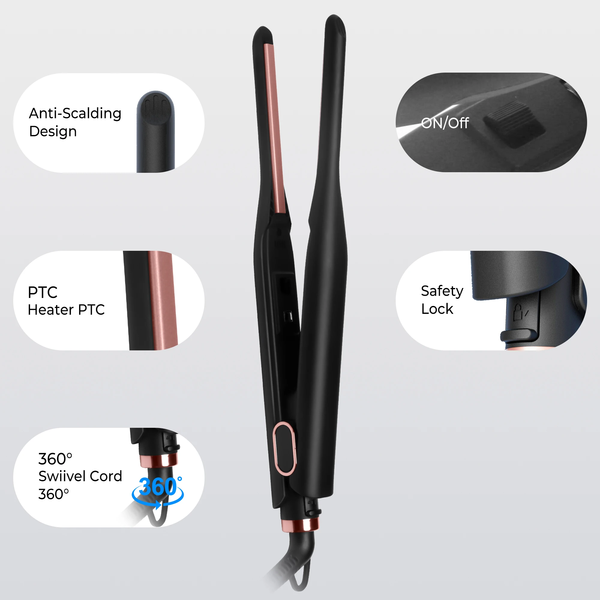 Small Flat Iron for Short Hair Pencil Flat Iron Mini Hair Straightener Ceramic Beard Straightener Tiny Hair Straightening Iron 2