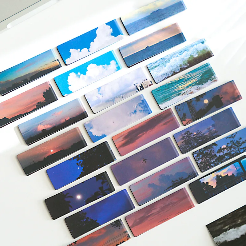 Magnetic Bookmark Beautiful Scenery Sea Sky Art Page Folder 4Pcs for Books Readers Student Stationery Office School Supplies magnetic bookmark bookmarks stationery supplies