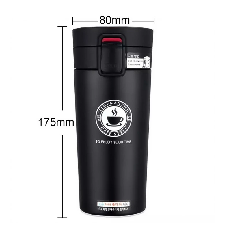 Taza Térmica Doble de Acero Inoxidable 304, Termo de Viaje a Prueba de Fugas, Botella de Agua Ideal para Regalo, 380ml