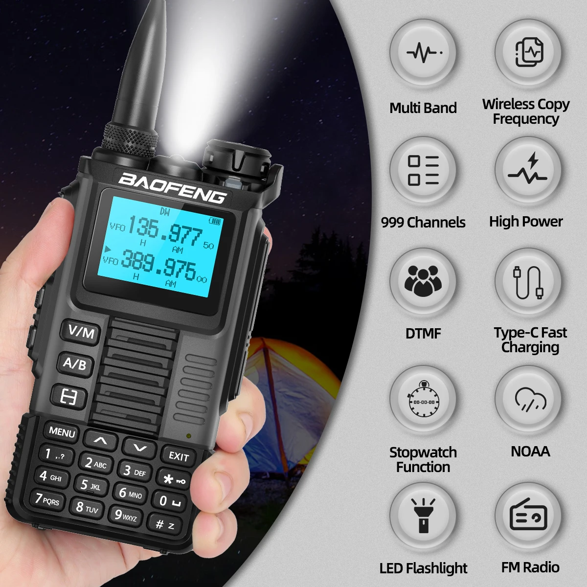 Baofeng UV-K67 Walkie Talkie Multi Band Wireless Copy Frequency 999CH Type-C DTMF NOAA UV-5R UV-K61 UV-K5(99) Two Way Ham Radio 2