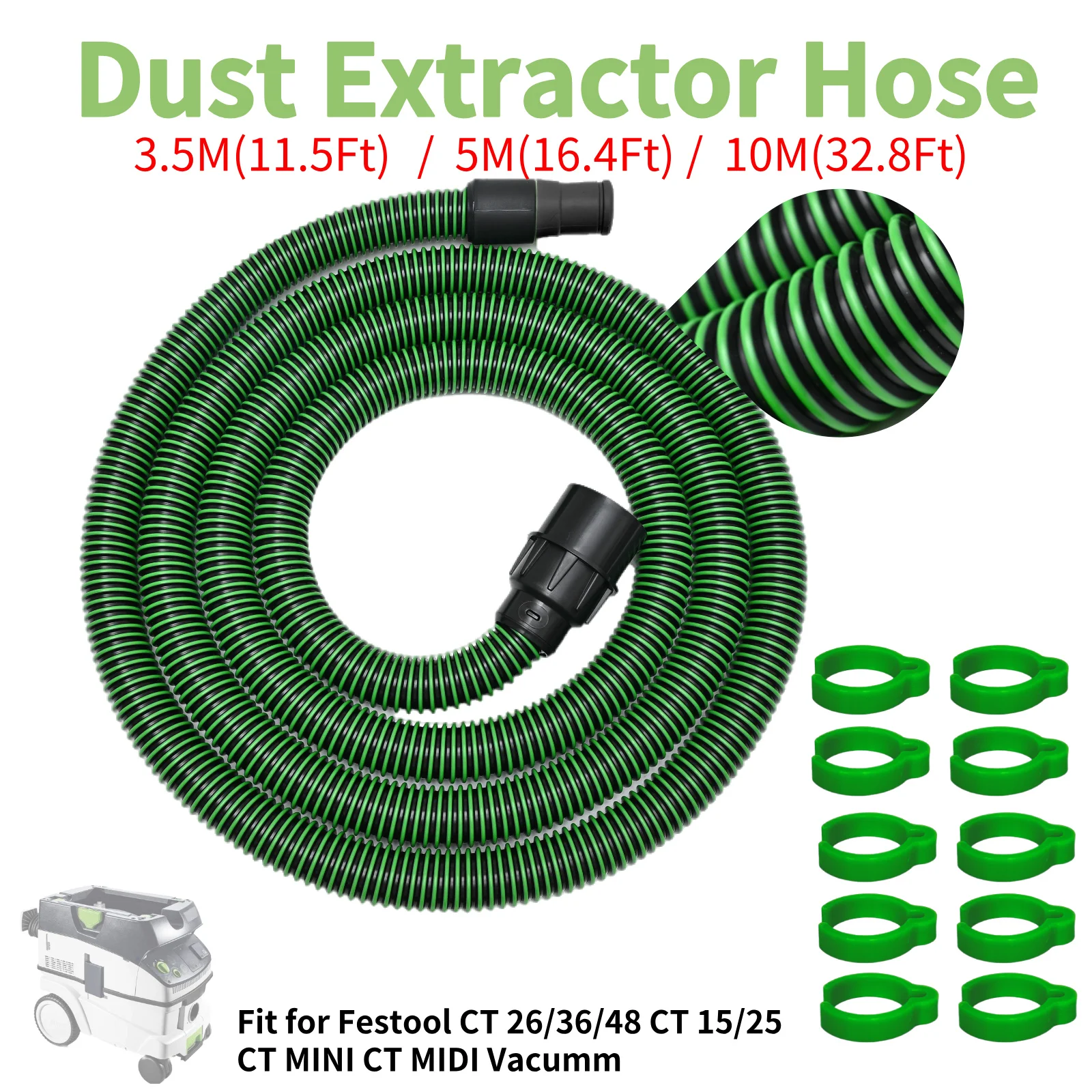 Manguera De Extracción De Polvo 5 M D27/32 Mm Para Festool CT Series - Compatible Con CT 26/36/48, CT 15/25, MINI/MIDI Desde 2019
