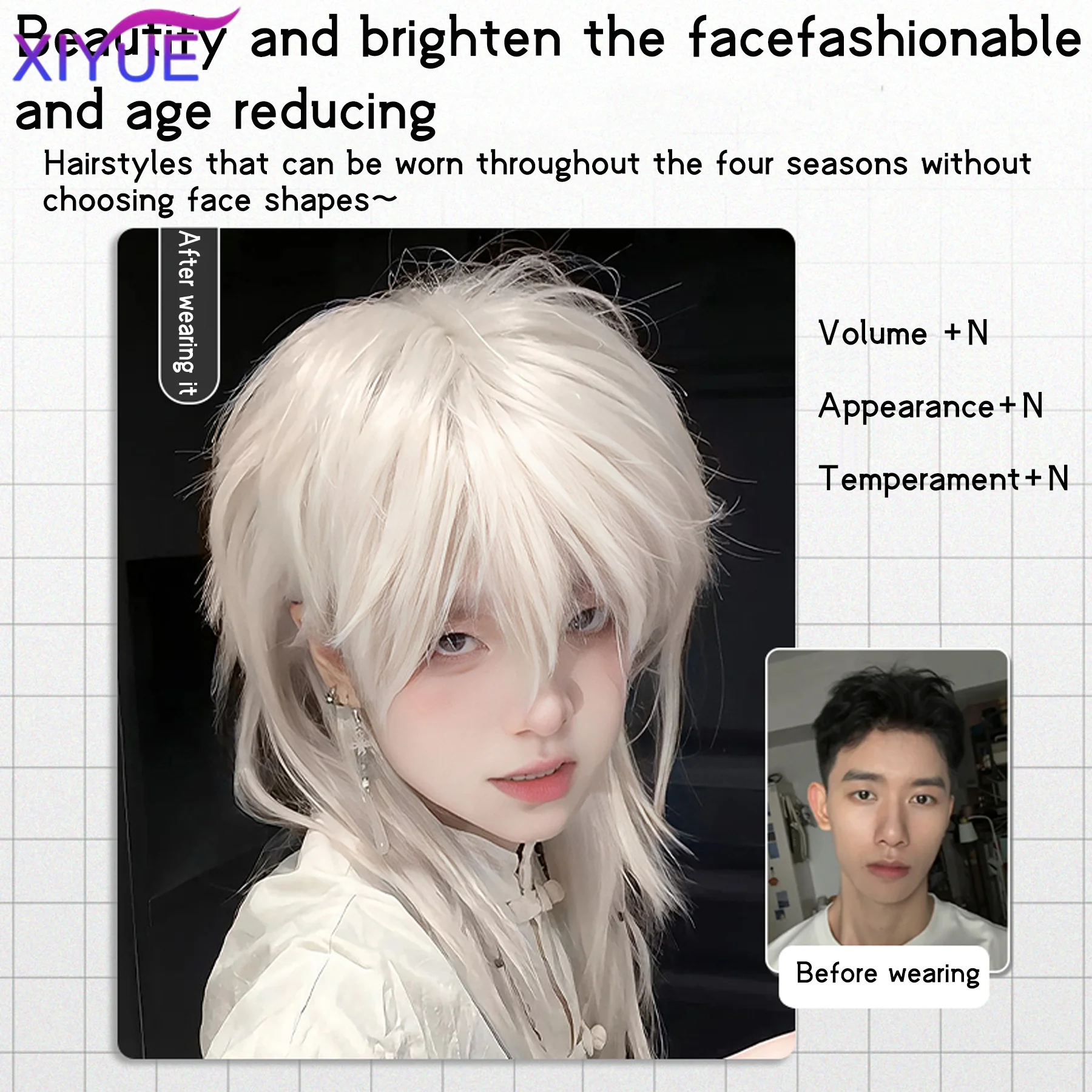 Black golden Short Wig Synthetic High Temperature Wig Men's Wigs for Cosplay Anime Party Daily Wig Realistic Natural Hair