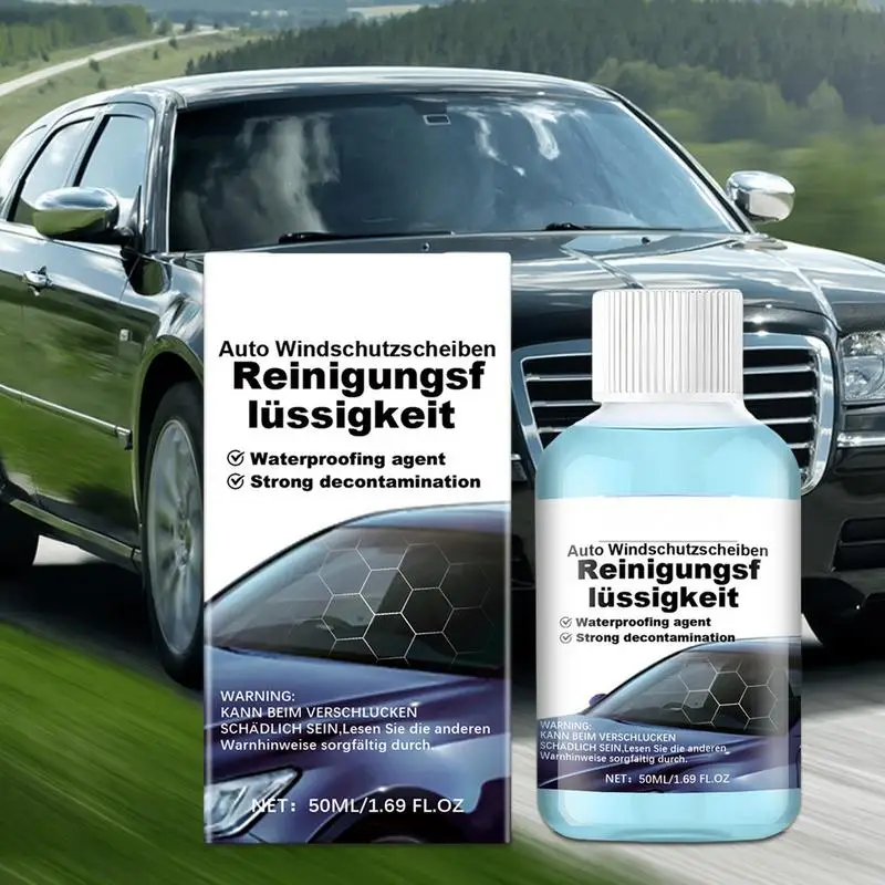 Glass Oil Film Remover 50ml Anti-Fog Glass Cleaner Washer Fluid Long-Lasting Windshield Cleaner Deep Cleaning Rainproof Car