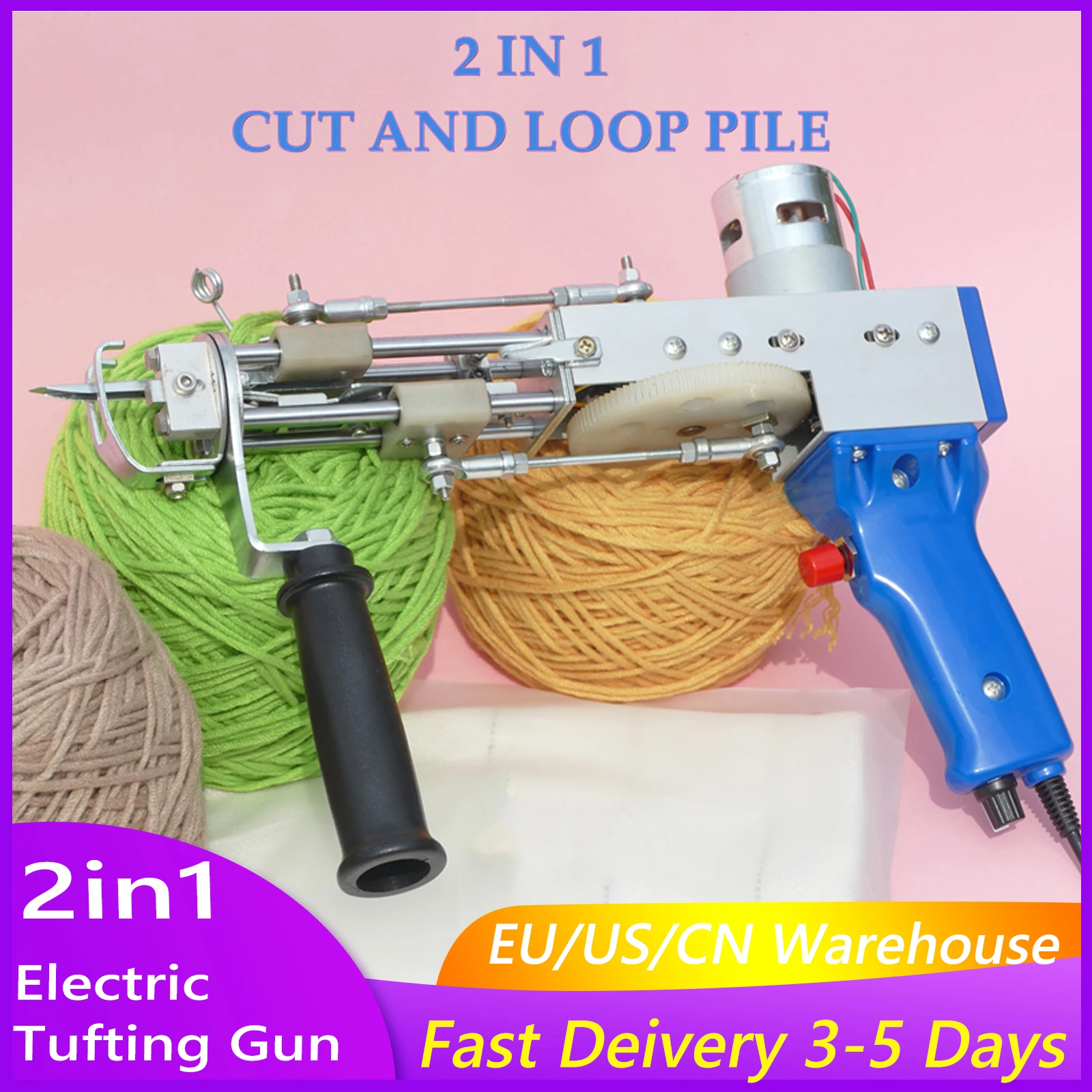 100-240V 2 in1 Electric Tufting Gun Cut Pile Для Ковров Carpet Тафтинговый Пистолет Weaving Flocking Rug Machine Pistola Tufting фиксатор для ковров carpet fix 7 5 мм x 15 м