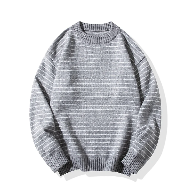 Men's Loose Round Neck Sweater, Warm and Fashionable Striped Sweater Versatile for Autumn and Winter Sudadera Carhartt  Defqon1