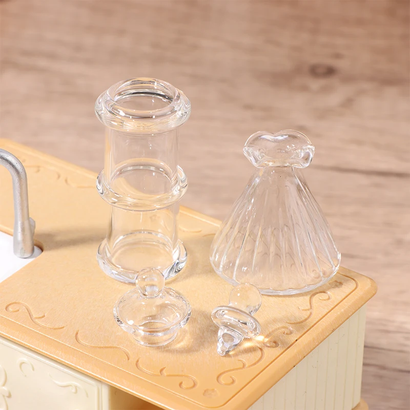 Dollhouse Miniatures Crystal Clear Embossed Glass Cookie Jar Bottle Canister  With Removable Lid Glassware Decoration - Yahoo Shopping