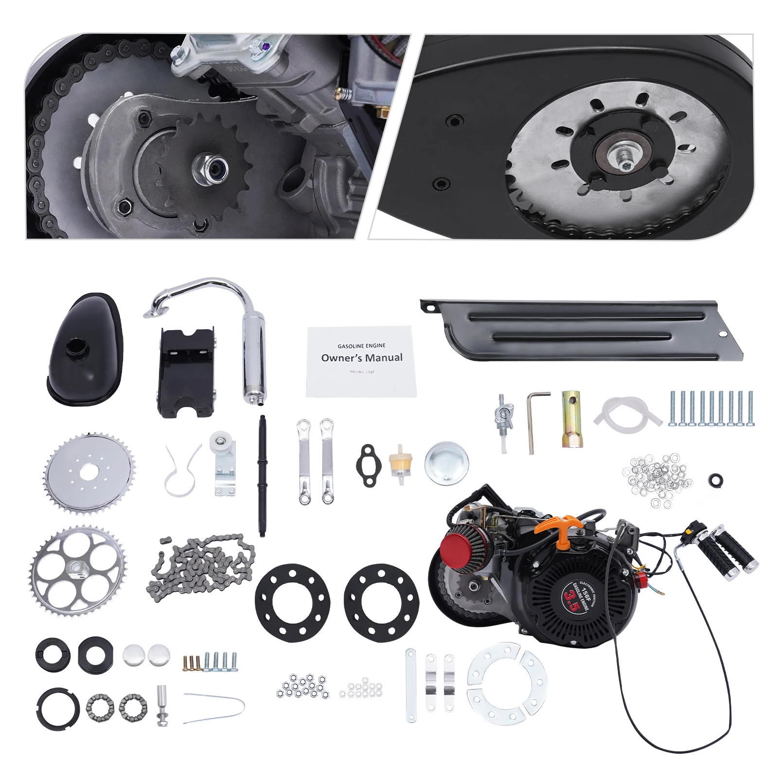 4-stroke Bicycle Engine Kit 100cc Gas Motorized Motor Bike Modified DIY Engine Single Cylinder 4-Stroke Motorized Bicycle Kit full set bike motor 2 stroke 80cc gasoline motorized bicycle engine kit 2700rpm 80cc 0 02gal 2 stroke 2 cylinder bicycle engine