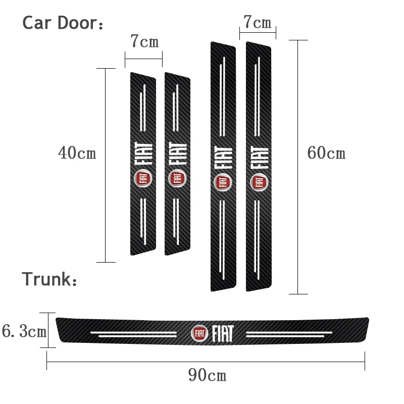 5Pcs 탄소 섬유 자동차 임계값 스크래치 방지 스티커 Fiat Ducato Pondo Abarth Argo Croma Albea Uno Tipo Palio Viaggio