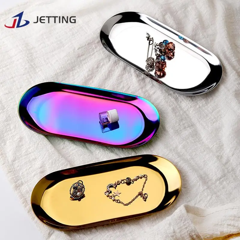 Stainless Steel Jewelry Tray Desktop Storage Tray Cosmetic Jewelry Metal Desktop Storage Tool Fack Nail Art Tray
