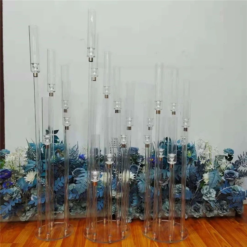 2/5/8/10pcs 8 HeadsWedding Decoration Centerpiece Candelabra Clear