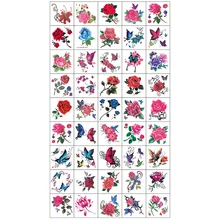  52Pcs/Set No Repeat Flowers Butterfly Temporary Tattoos Waterproof Body Art Concealer Stickers Disposable tatouage temporaire 