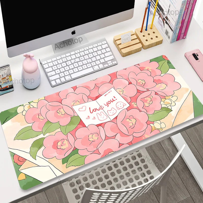 thumbnail image 1 of Alfombrilla de ratón grande de Anime rosa para Gamer, alfombrilla de ratón Kawaii XXL para juegos, alfombrilla de goma para ratón Otaku Borde de bloqueo, alfombrilla de escritorio para ordenador portá, 1 of 5