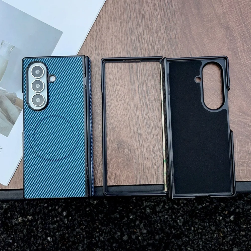 Luxury Carbon Fiber Magnetic Hinge Back Case