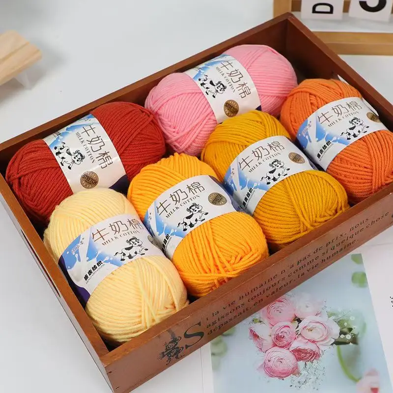 5-Ply Soft Milk Cotton Knitting Yarn Needlework Dyed Lanas For Children and adult Crochet Craft Sweater Hat Dolls DIY Crocheting 4