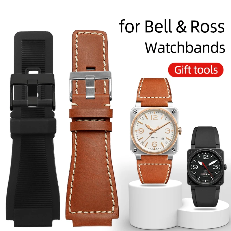 

Ремешок из натуральной кожи для наручных часов, мужской браслет для Bell & Ross B & R