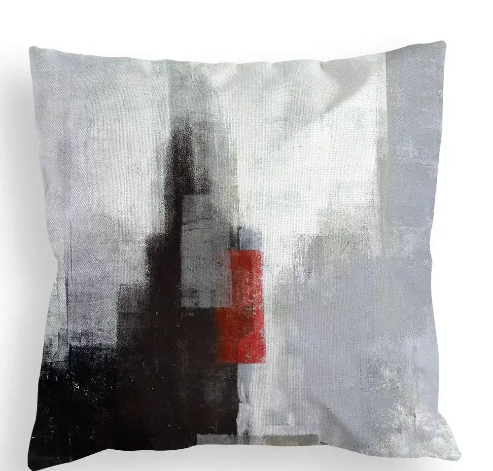 Nordic Red Black Grey Abstract Geometric Linen Pillowcase 60*60 Living Room Sofa Decoration Cushion Cover 40*40 Home Decoration 4