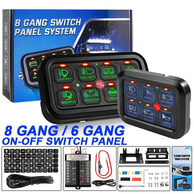 12V 24V 8 Gangs 6gangs Car LED Switch Panel Light Senstive On Off