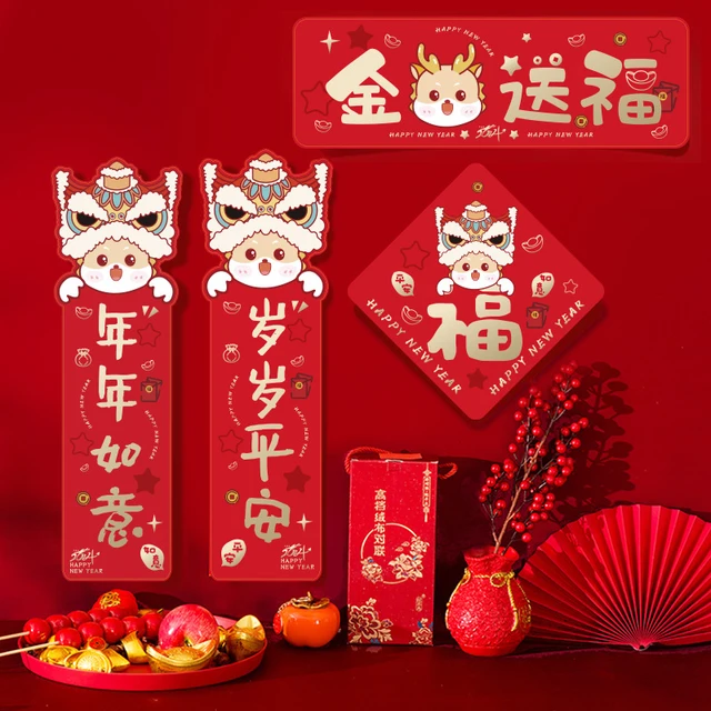 1 Set 2022 Neue Jahr Dekoration Kit Chinesische Couplets Fu Charakter  Papier Fenster Aufkleber Papier Rohr Frühling Festival Home Decor -  AliExpress