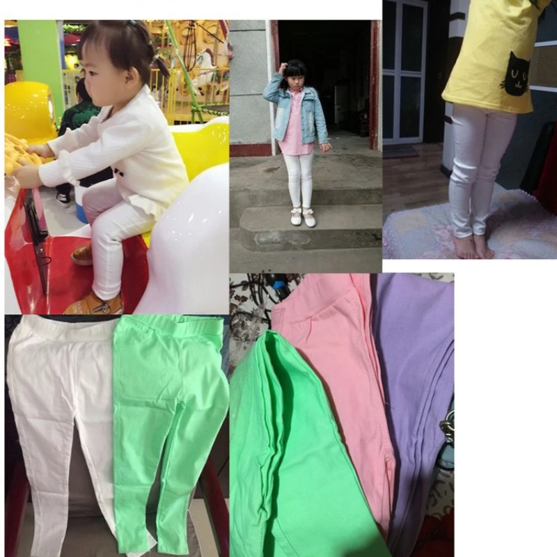 Spring Autumn Kids Girls Elastic Casual Slim Pencil Pants for Children 2-11Years