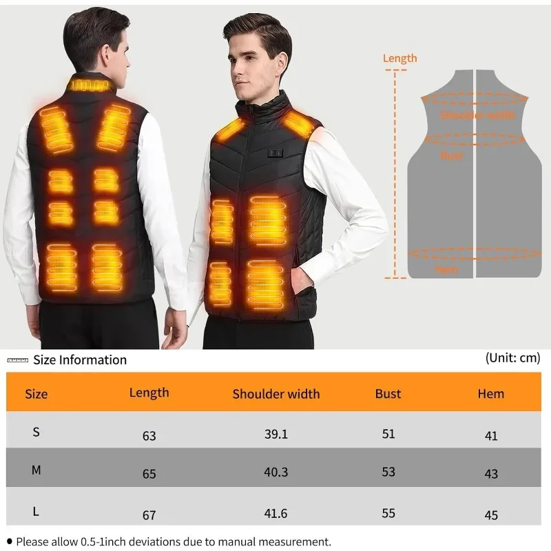 Heated Zones Men's Heated Vest Winter Vest USB Tactical Jacket Thermal Body Warmer Coat 21 S-6XL heated jacket