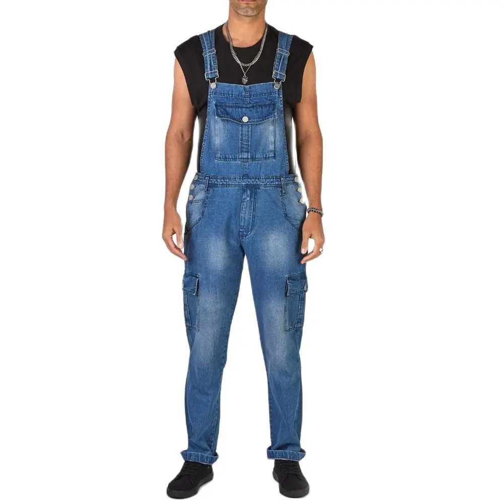 Ladiguard Mens Denim Pant Jumpsuit Zipper Romper Casual Skinny Bodysuit Stand Pockets Overalls 2024 European Style Fashion Jeans