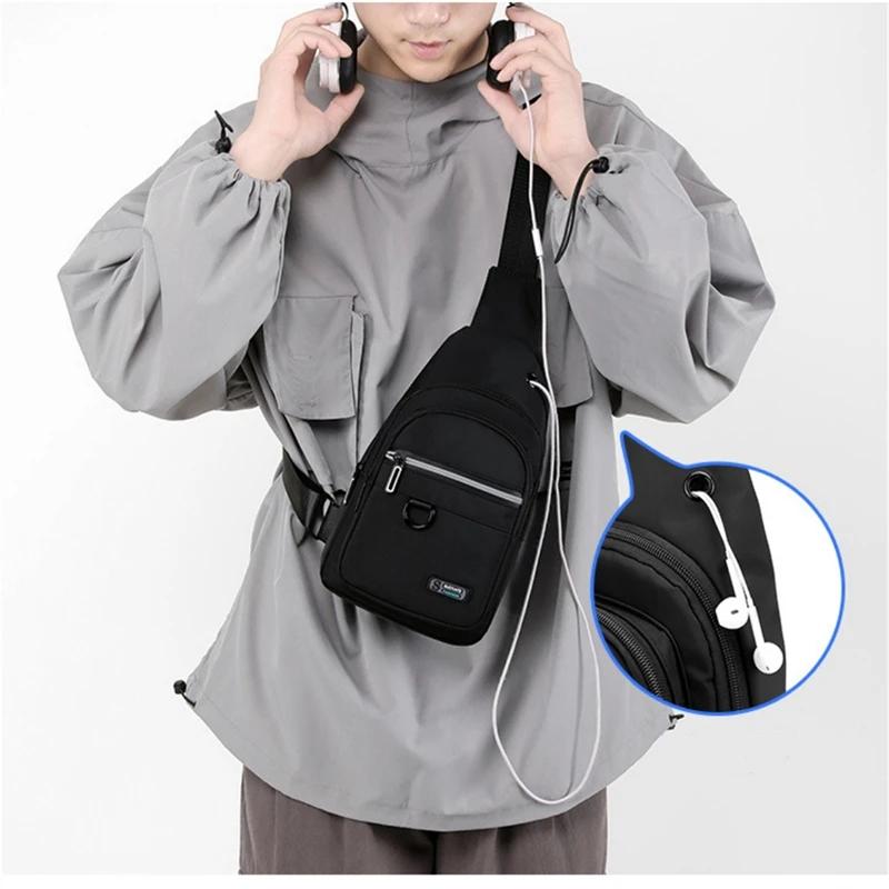 Men Chest Bag New Nylon Waterproof Multi Functional Crossbody Bag Fashion Korean Versatile Men One Shoulder Bag Chest Bag