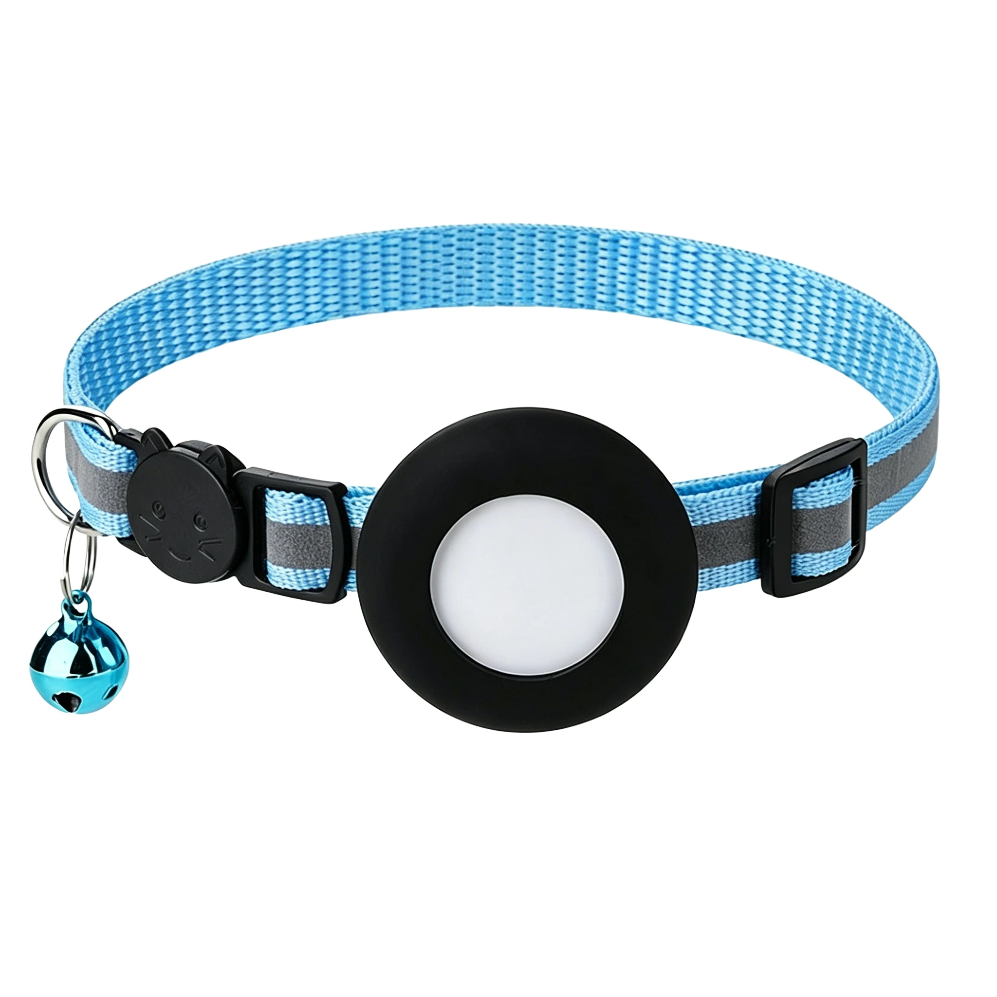Reflective Breakaway Safety Pet Collar with Bell and GPS Holder