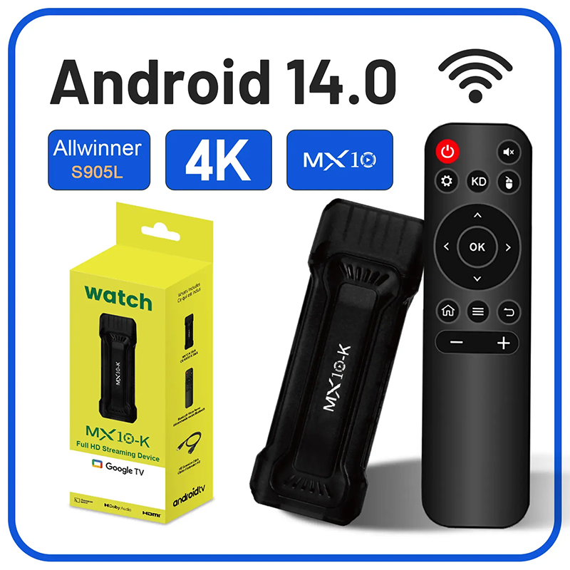 MX10-K Budget Android TV Stick 2.4G WiFi HOT Sale Wholesale NEW Design Model TV Dongle 905L TV Stick Android TV Stick Set Top Bo