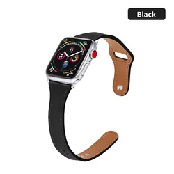 Elegant Slim Leather Strap for Apple Watch - Women's Bracelet Loop (4 black)
