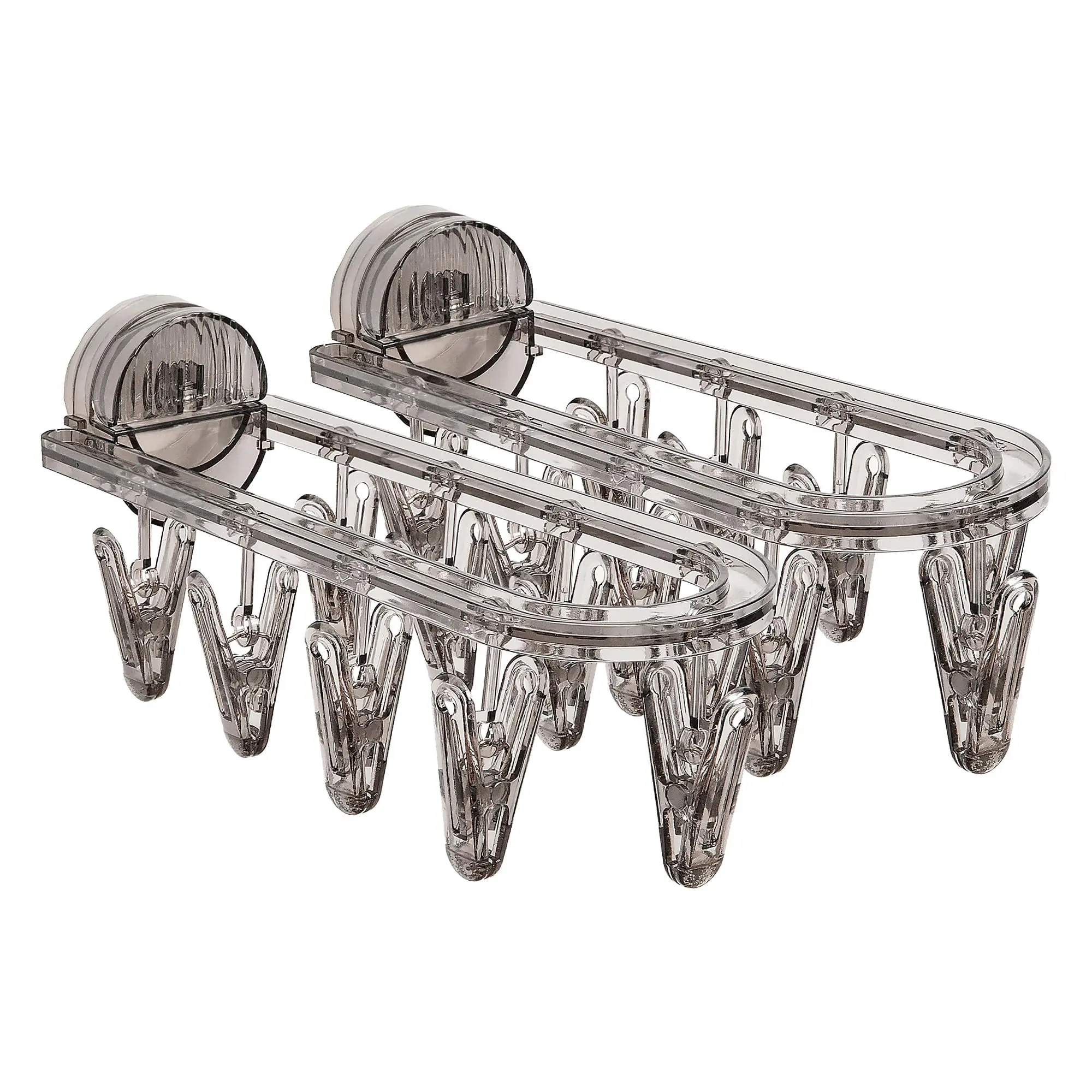 Clothes Drying Rack Laundry Foldable Drip Hanger with 9 Clips, Wall Mounted Suction Cup Clothespins for Socks Gloves Towels 1
