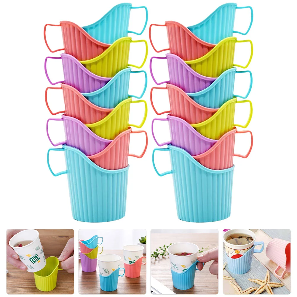 

20 Pcs Disposable Paper Cup Holder Household Coffee Sleeves Water Anti-hot Pp Anti-scalding Office Espresso Ground