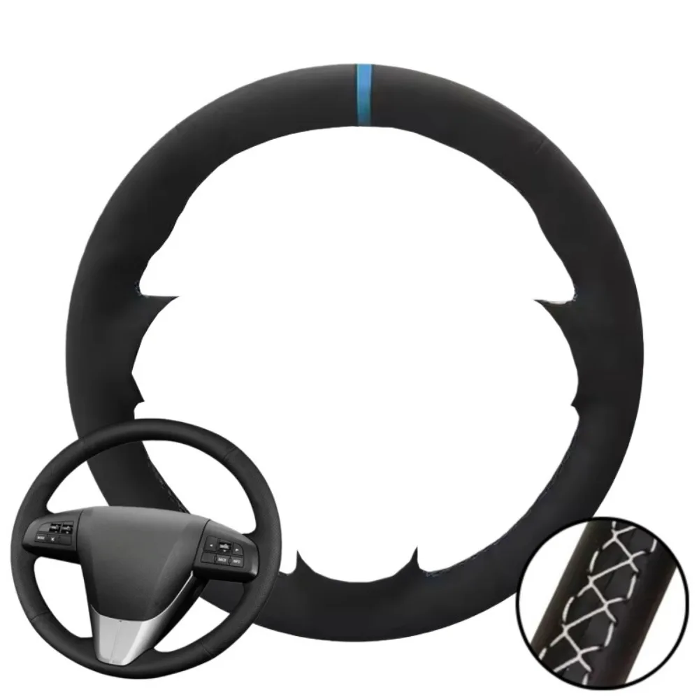 Luxury Black Suede Custom Car Steering Wheel Cover - Premium Auto Interior Accessory